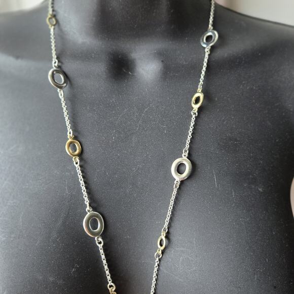 Etienne Aigner Chain long Necklace in silver tone - Picture 2 of 6